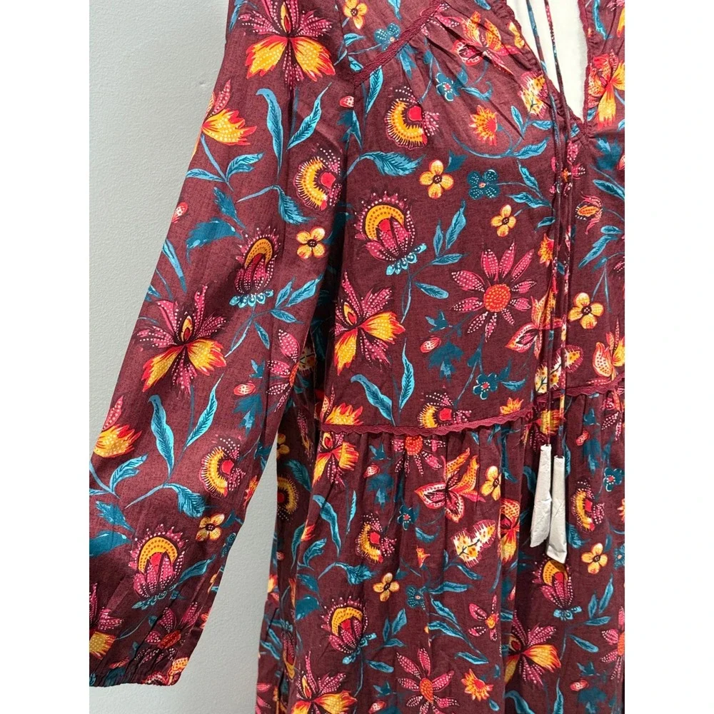 Sundance NWOT Eternal Summer Dress Boho Floral Tiered Midi Dress‎ Size S